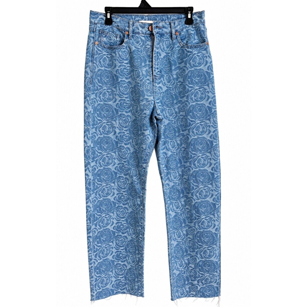 Habitual Rose Floral Jacquard Jeans Size 28 Y2K Romantic Coquette Straight Leg